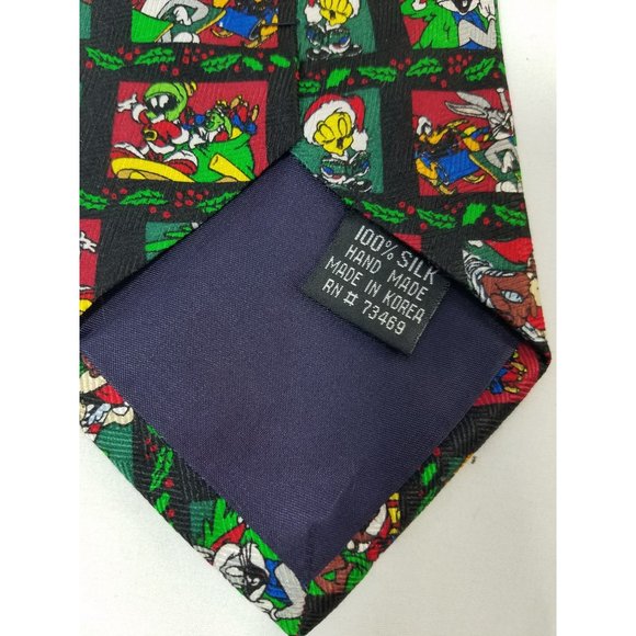 Looney Tunes Men's Neck tie Necktie Christmas Holiday Silk 1998 vintage - Picture 5 of 7